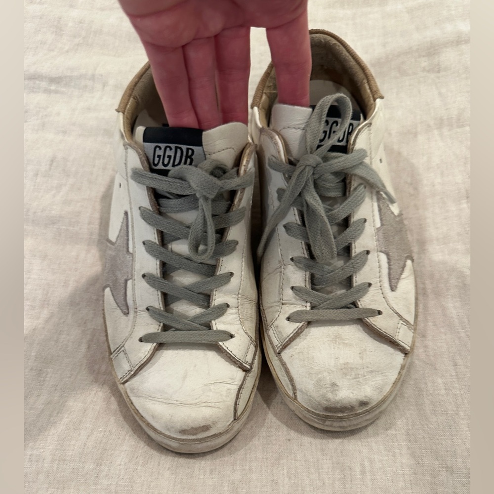 Golden Goose White and Gray High-Top Sneakers